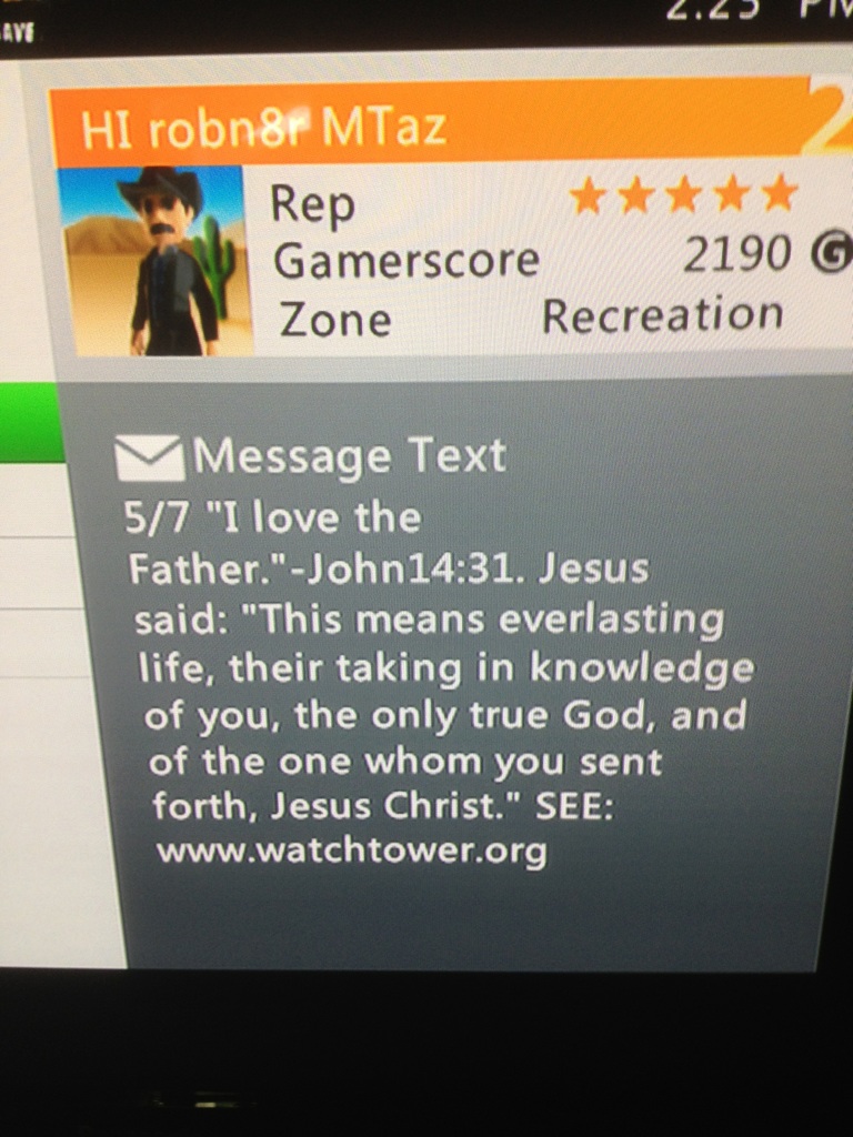 A message on Xbox I got